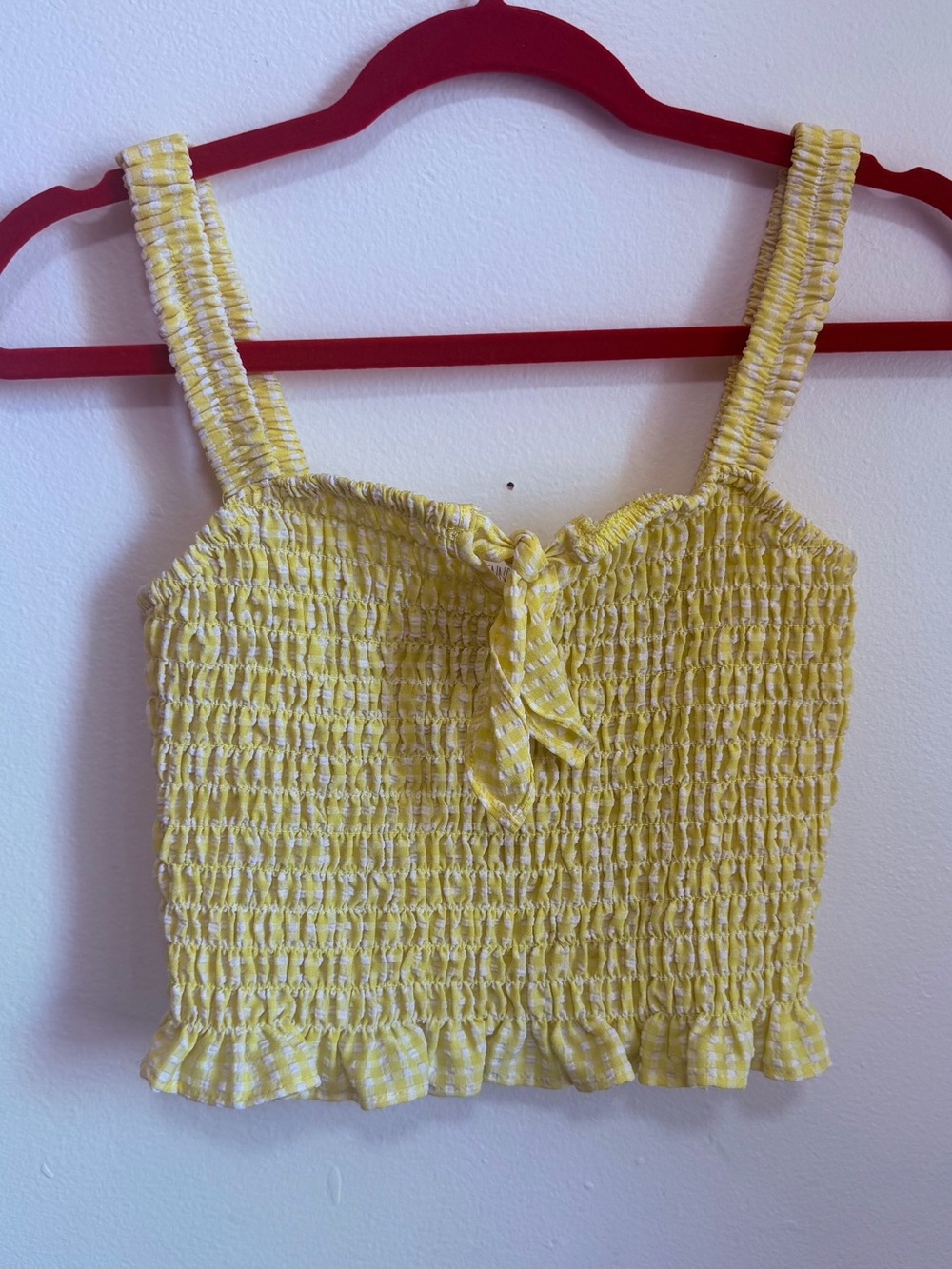 Sienna Sky Yellow Gingham Smocked Crop Top